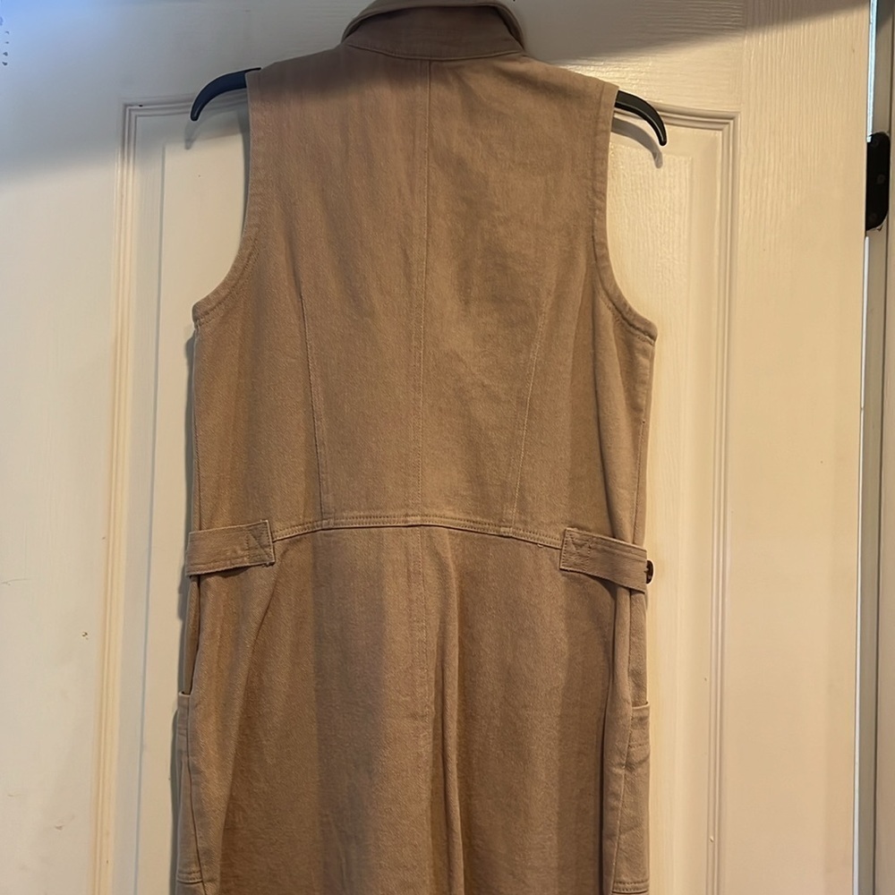 Carly Jean Los Angeles Tan Button-Down Sleeveless Vest Dress - Picture 5 of 5